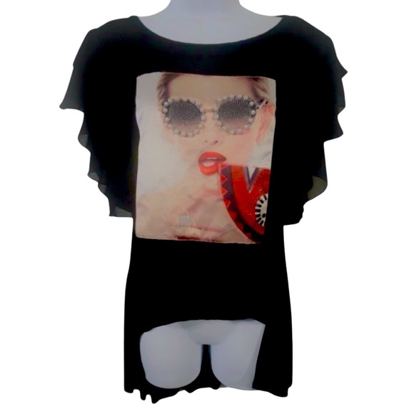 🎁 Occasion Graphic Top 3D Embellished Rhinestone Beaded Top 🎁 - Picture 2 of 6